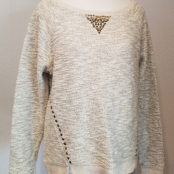 Lucky Brand Sweaters - LUCKY BRAND lotus sweater women M studded ivory